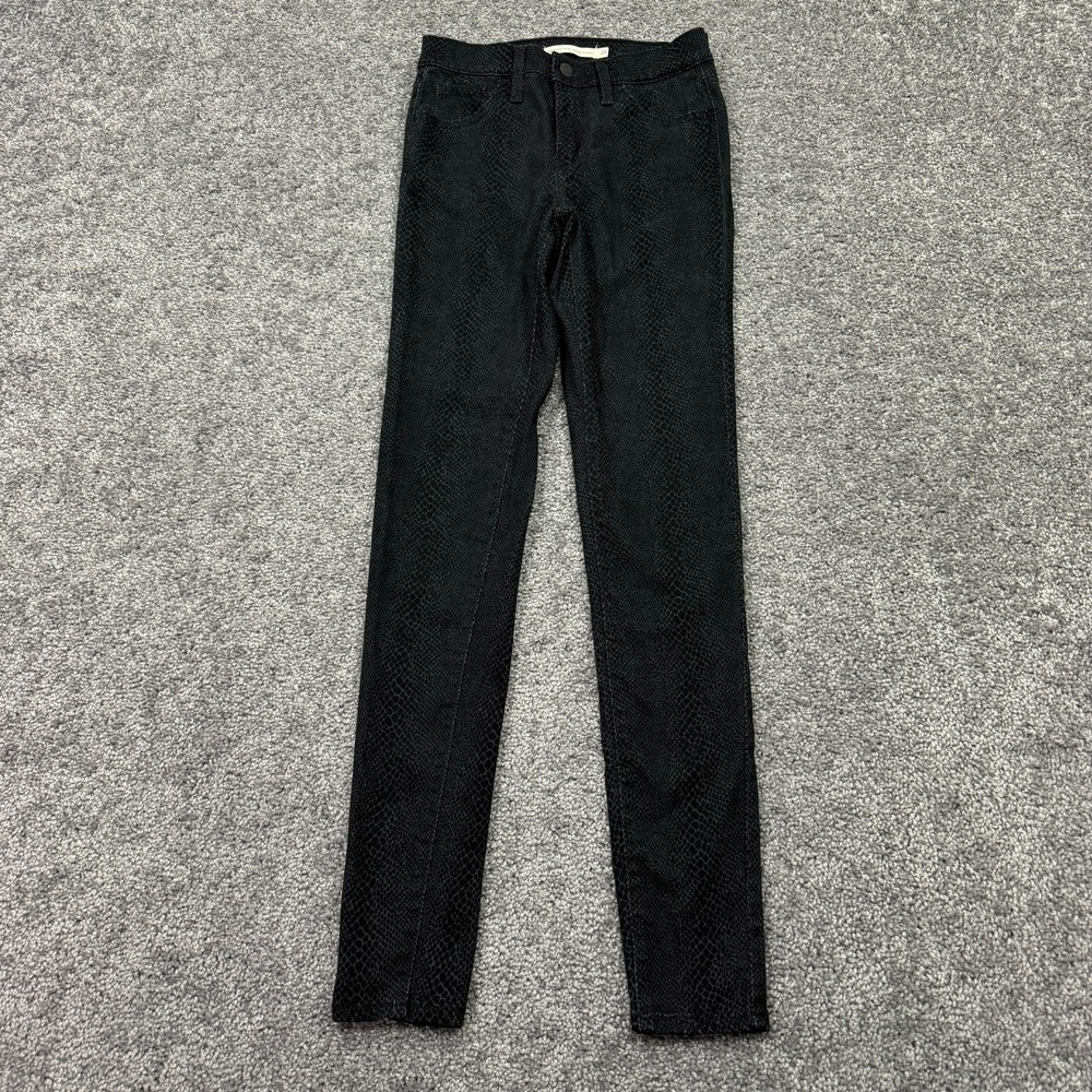 Levis Jeans Womens 24 Black Gray 720 High Rise Super Skinny Stretch Logo City